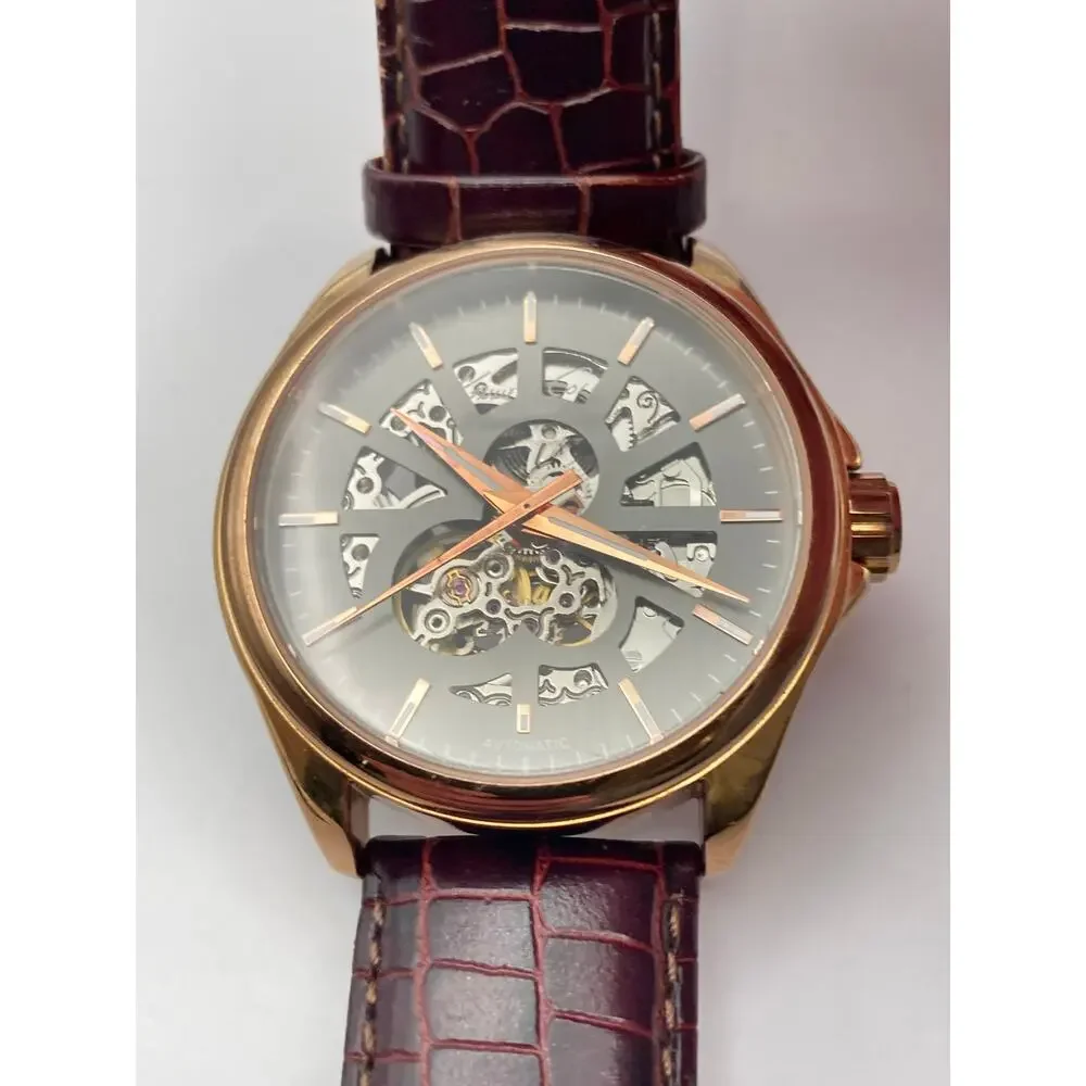 Kenneth Cole KC1549  Mens Automatic Watch 42mm Skeleton Back - WR  Leather Strap - Picture 4 of 13